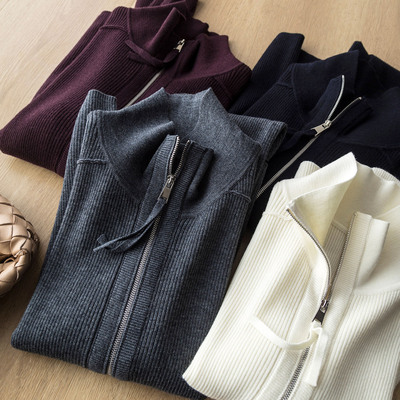 高端好货立领双开拉链针织开衫短外套气质百搭显瘦羊毛打底上衣潮