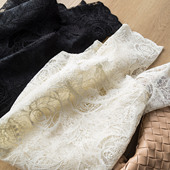 T恤上衣女 微透镂空蕾丝花边圆领衬衫 雾里繁花 浪漫轻熟小性感