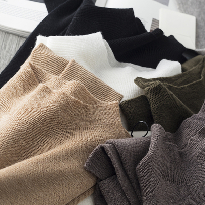 美丽诺细羊毛半高领无缝一体成型