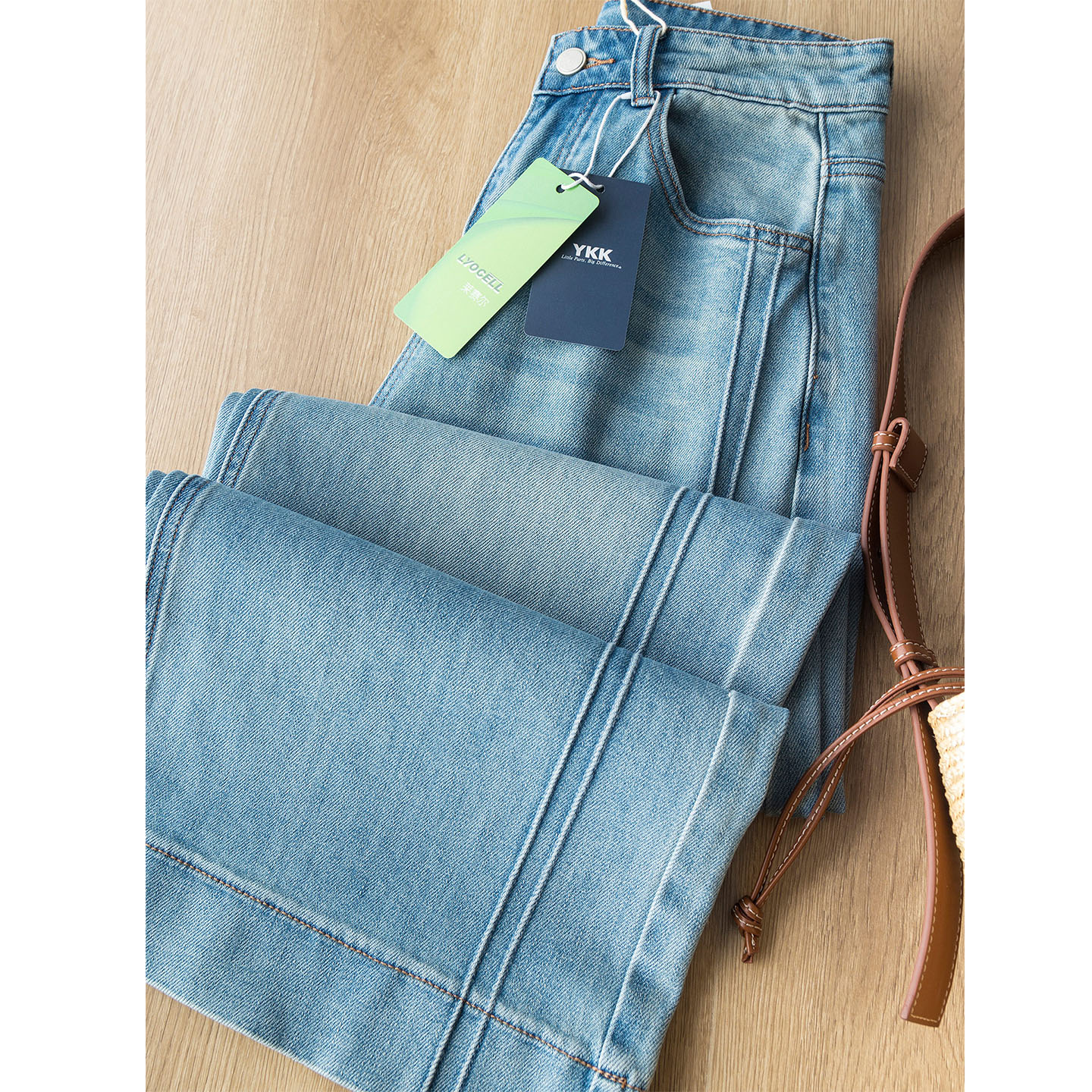 版型巨赞~双线设计显腿直 莱赛尔棉高腰显瘦直筒阔腿牛仔裤女夏