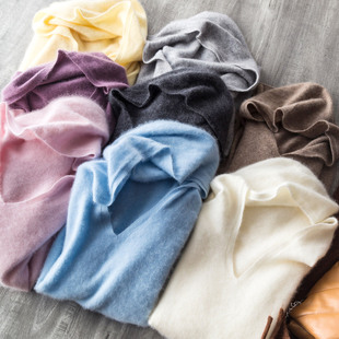 秋冬神级舒适百搭神衫 羊毛羊绒蓬松拉毛 温暖慵懒风无缝连帽毛衣