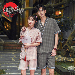 和服浴服家居睡衣桑拿SPA美容按摩100%水洗全纯棉汗蒸服女男 和风