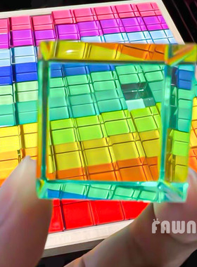 彩虹宝石积木亚克力水晶儿童玩具益智拼装高透立方体幼儿园瑞吉欧