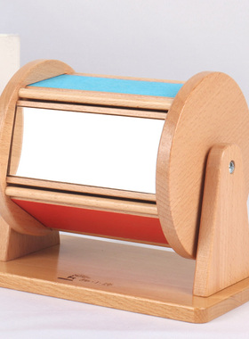 蒙氏教具纺织鼓婴幼儿早教启蒙玩具蒙特梭利认知盒子彩虹榉木实木