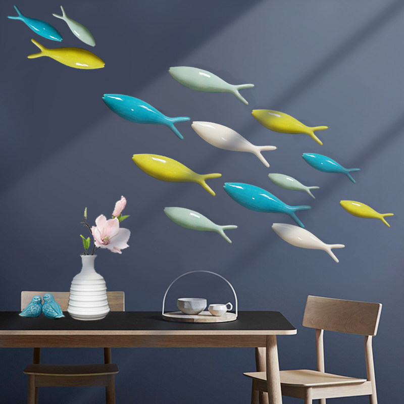 壁挂装饰品陶瓷鱼创意客厅房间卧室玄关电视背景墙上餐厅墙面挂件