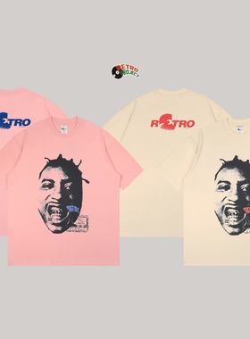 Retroproject夏季潮流美式头像印花短袖休闲纯棉半袖情侣宽松T恤