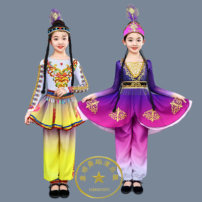 女童民族风新疆舞刺绣烫钻印花
