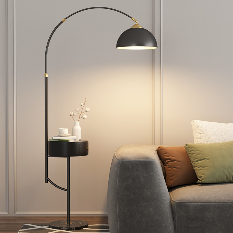 钓鱼落地灯客厅高级感北欧简约卧室床头柜置物一体沙发边立式台灯