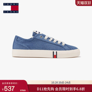 【礼物】Tommy26春夏女装潮流复古旗标印花休闲运动鞋牛仔帆布鞋