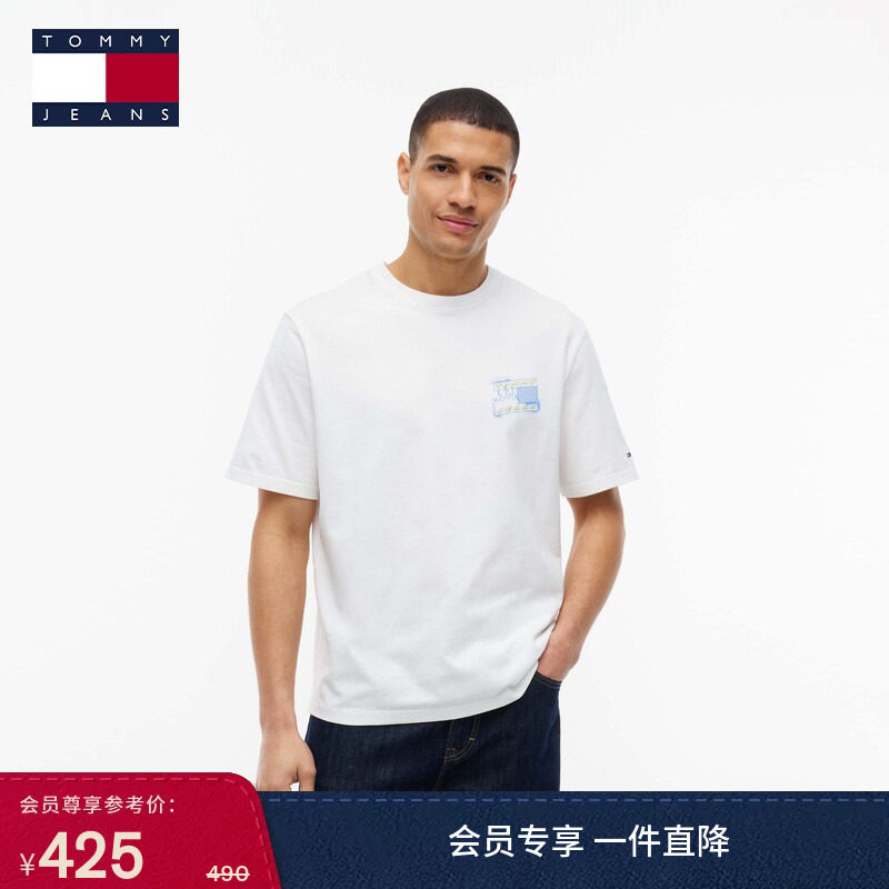 Tommy26春夏男装纯棉美式复古趣味印花宽松圆领正肩短袖T恤上衣