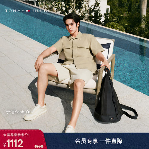 Tommy男装运动宽松弹力短袖衬衫