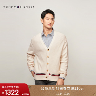 风毛衣针织开衫 纯棉肌理V领慵懒宽松美式 外套 男装 Tommy25春夏新款