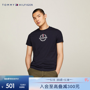 24新款 春夏男纯棉徽章印花修身 平纹针织 短袖 T恤34388 Tommy