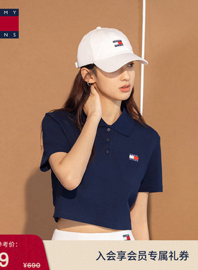 【甜美辣妹】Tommy春夏女装美式复古正肩宽松短款短袖T恤POLO衫