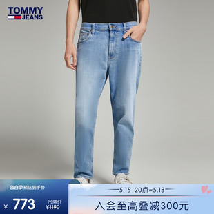 刺绣宽松直筒水洗微弹牛仔裤 Tommy 男装 复古做旧经典 DM0DM16244