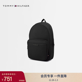 黑色书包双肩背包 金属字母休闲出游旅行经典 Tommy25秋冬新款 男装