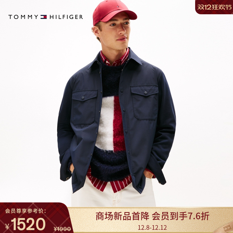 Tommy男装经典衬衫翻领卫衣开衫
