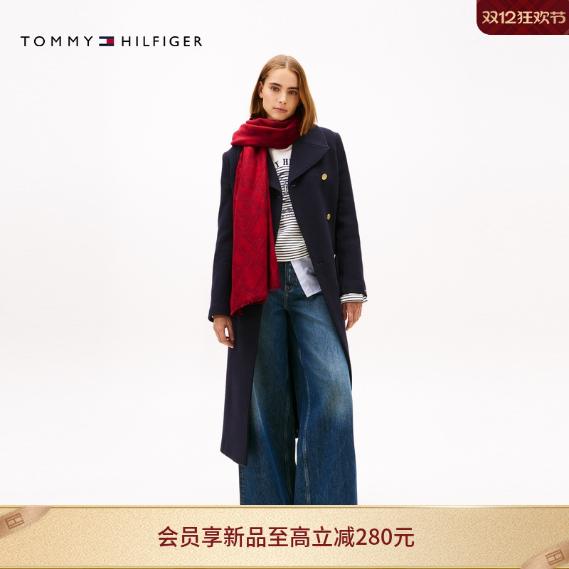 Tommy女装含羊毛混纺提花围巾