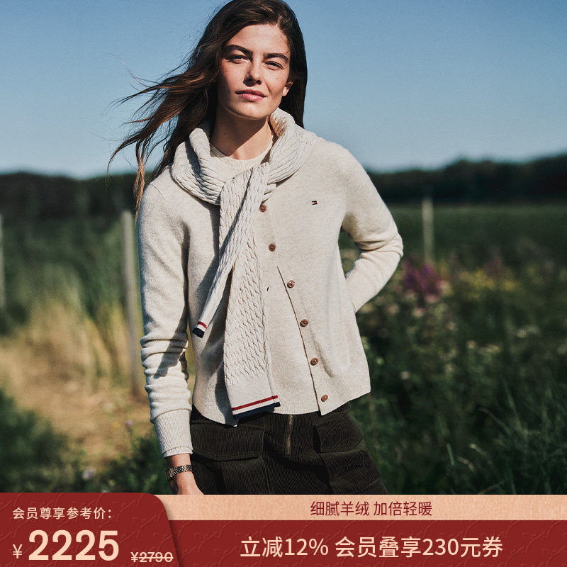 Tommy25秋冬女装休闲通勤纯色圆领针织开衫外套羊绒衫新年礼物,女装/女士精品,毛衣,淘宝优惠券,粉丝福利购,淘宝优惠卷