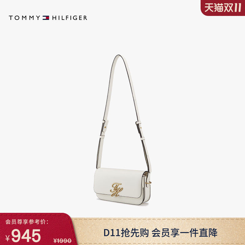 Tommy女装字母牛皮革单肩斜挎包