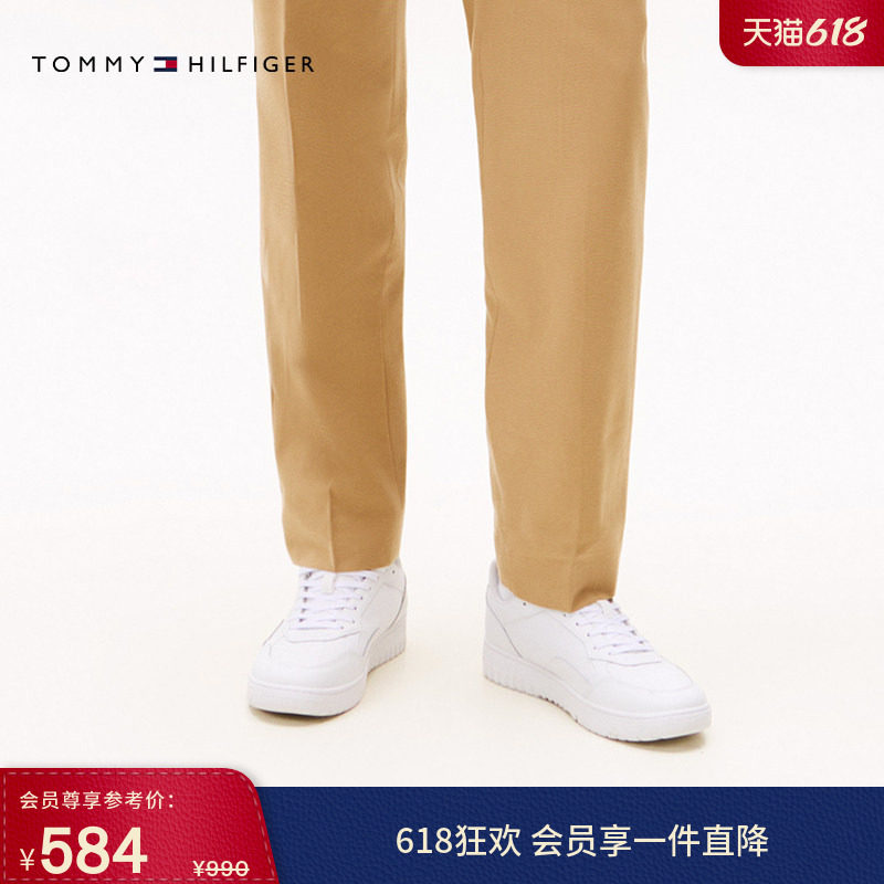 【明星同款】Tommy男装拼色织带印花复古休闲鞋运动鞋小白鞋板鞋