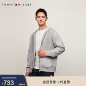Tommy秋冬男装 卫衣外套 休闲运动小绣标拼接肌理感连帽拉链开衫