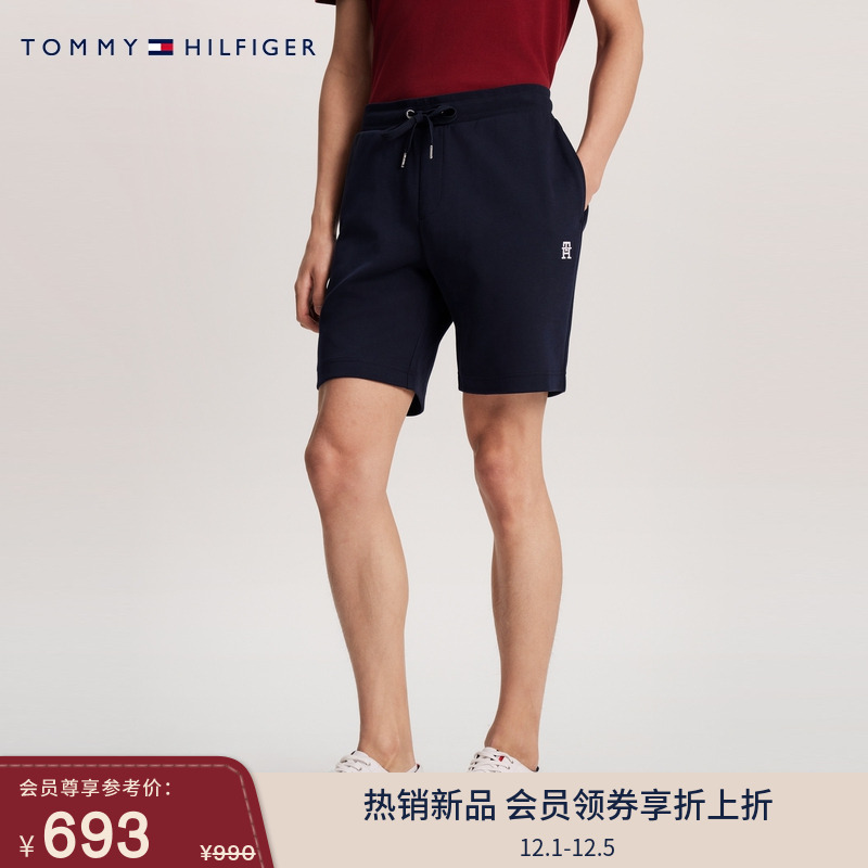 Tommy男装刺绣抽绳运动针织短裤