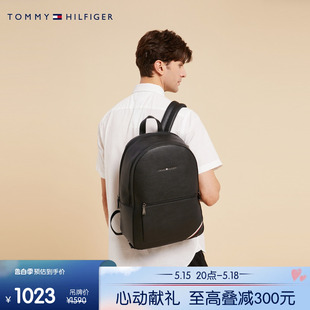 男休闲通勤简约金属字母大容量商务双肩背包礼品AM0AM11538 Tommy