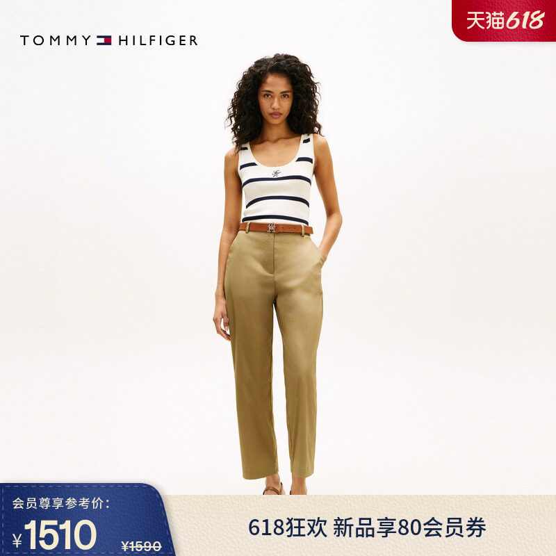 Tommy26春夏新款女装舒适轻薄半松紧腰商务职场通勤九分裤休闲裤