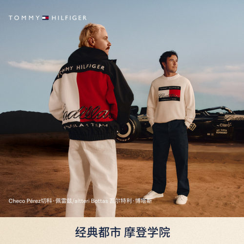 Tommy男装赛车提花圆领针织衫
