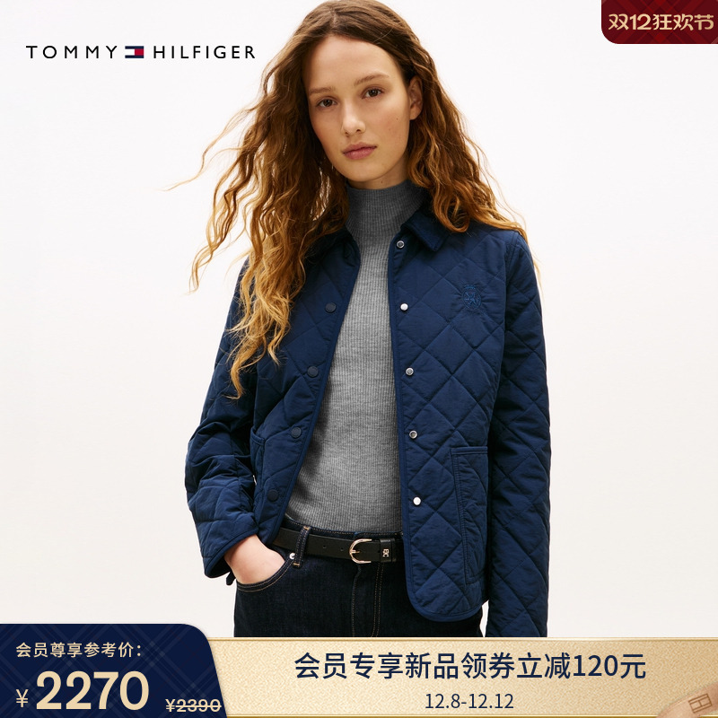 Tommy女装轻薄菱格修身棉服外套
