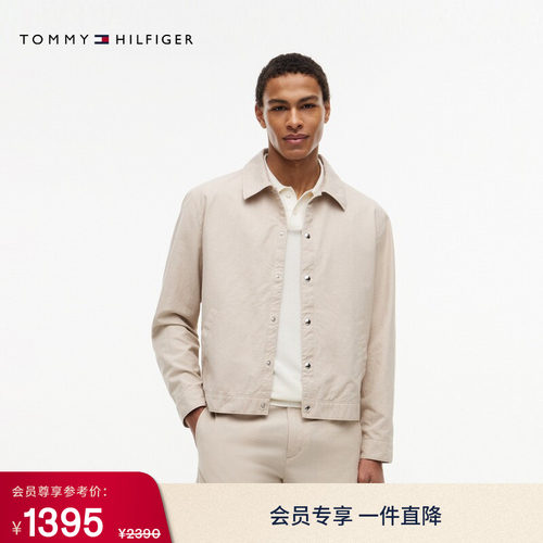 Tommy男装亚麻混纺衬衫领夹克