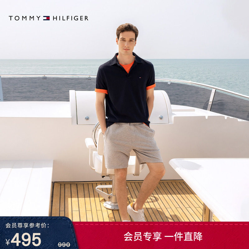 【美式运动风】Tommy春夏男纯棉抽绳腰户外休闲运动针织卫裤短裤