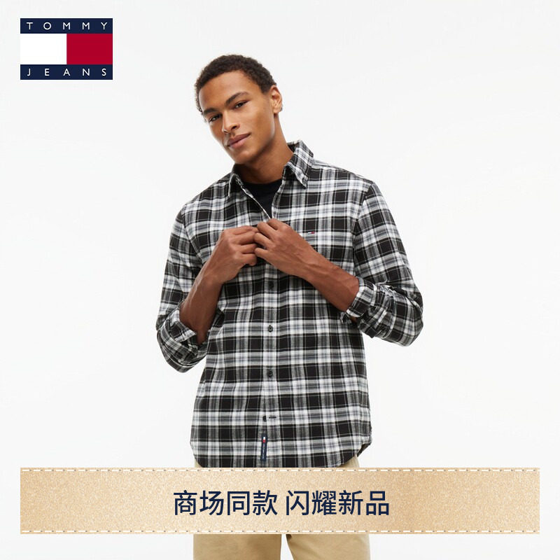 Tommy26秋冬新款男装纯棉法兰绒美式复古学院风格纹长袖衬衫外套