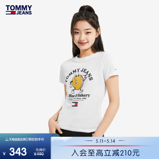 纯棉潮流趣味印花透气圆领修身 短袖 女装 Tommy T恤DW0DW13728