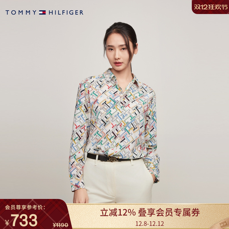 Tommy女装炫彩字母活力宽松衬衫