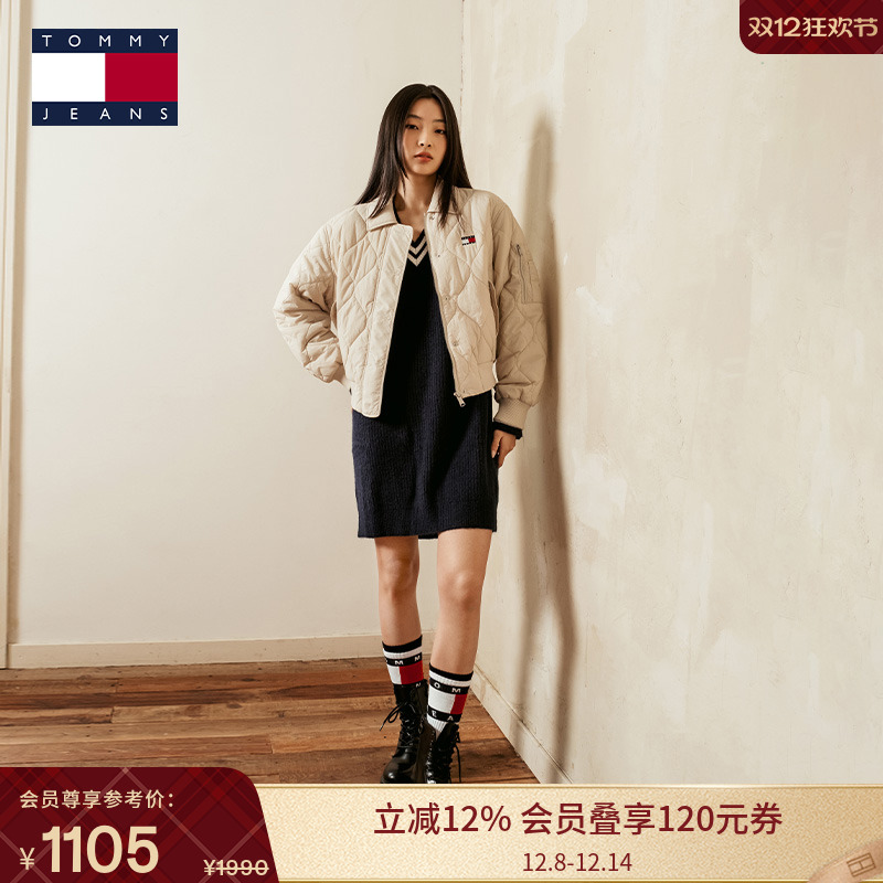 Tommy女绗缝翻领飞行员铺棉夹克