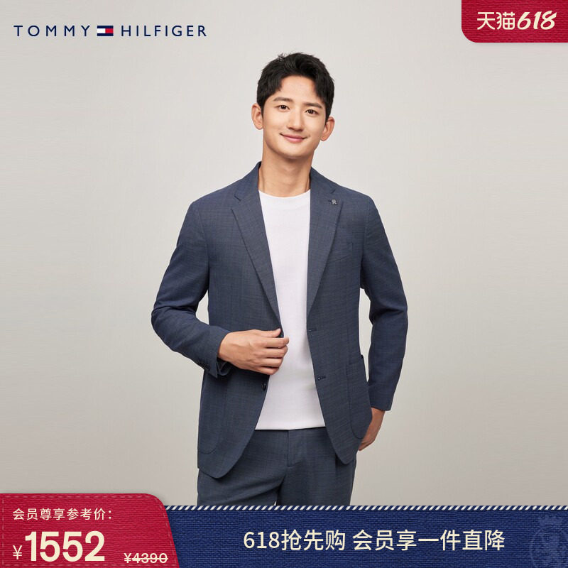 Tommy LARDINI春夏男羊毛混纺商务平驳领手工制修身西装西服外套