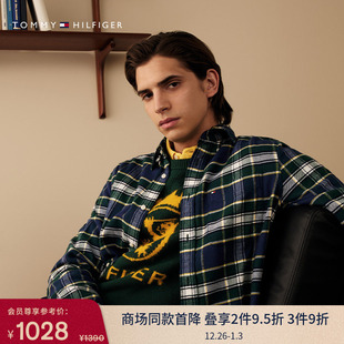 外套新年礼物 衬衫 Tommy25秋冬男纯棉法兰绒磨毛美式 复古格纹长袖