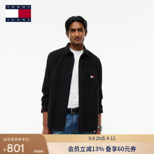Tommy男装灯芯绒刺绣宽松衬衫