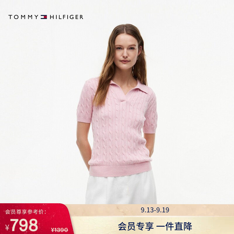 Tommy女纯棉海鸥领短袖针织POLO图片