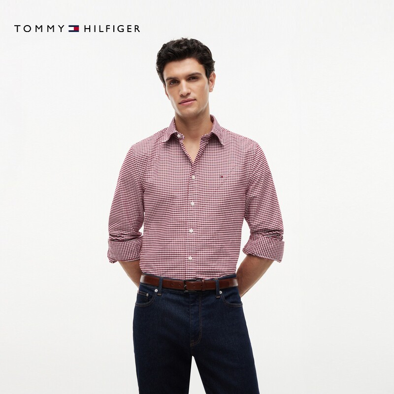 【复古小格纹】Tommy秋冬男装纯棉休闲通勤合身长袖衬衣衬衫外套