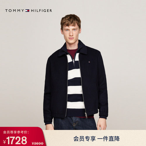 Tommy男装羊毛混纺翻领夹克大衣