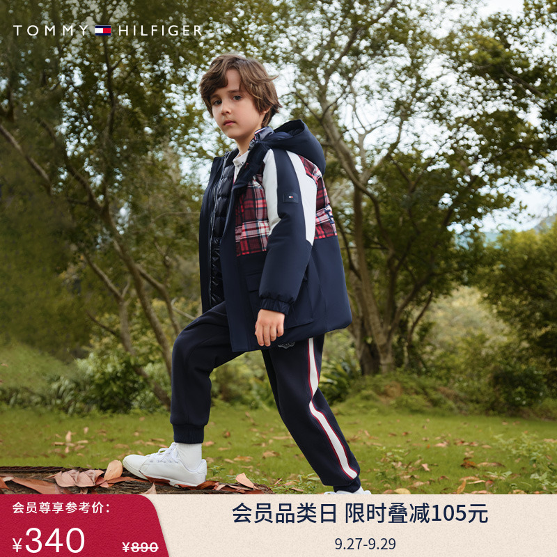 Tommy童装男抽绳束脚抓绒卫裤