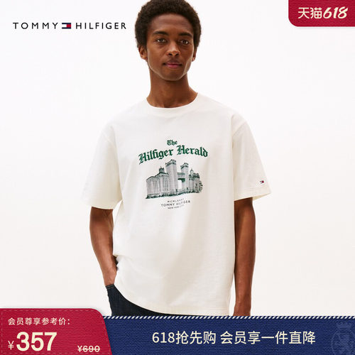 Tommy男女纯棉刺绣印花宽松短袖