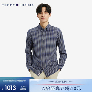 Tommy 秋冬男装保暖棉羊绒混纺休闲格纹尖角扣合身衬衫外套28438