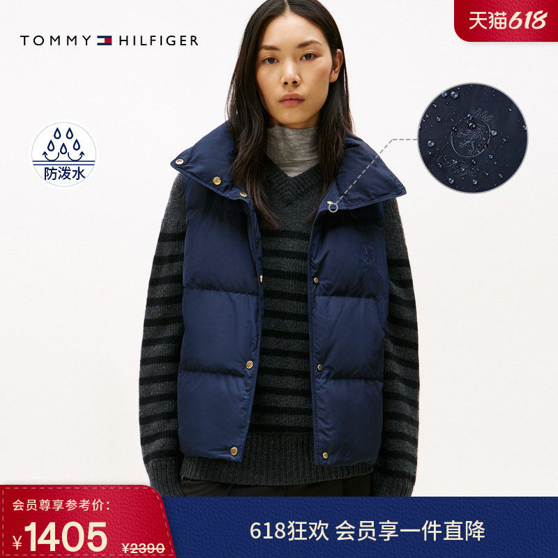 【防泼水】Tommy秋冬女装优雅休闲通勤徽章刺绣羽绒马甲背心外套