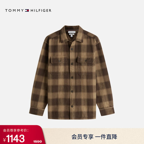 Tommy男装磨毛法兰绒格纹衬衫