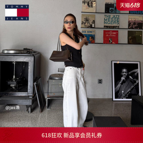 Tommy女装轻薄高腰阔腿牛仔裤
