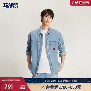 刺绣宽松牛仔衬衫 Tommy 24新款 春夏男纯棉复古美式 外套DM0DM18328